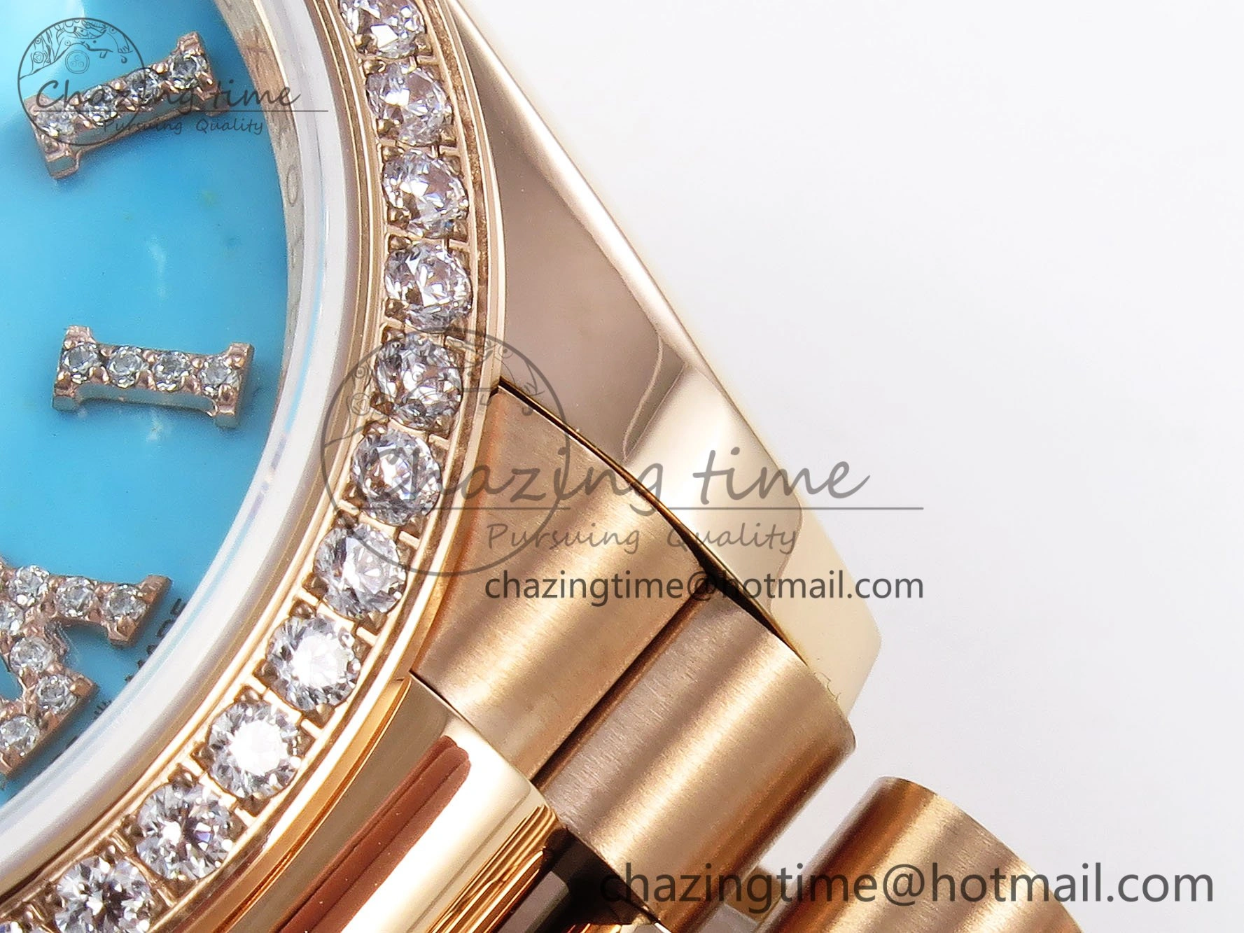 Day Date 36 RG RAF 1:1 Best Edition Tiffany Blue Stone Roman Dial Diamonds Bezel on RG Bracelet A2836