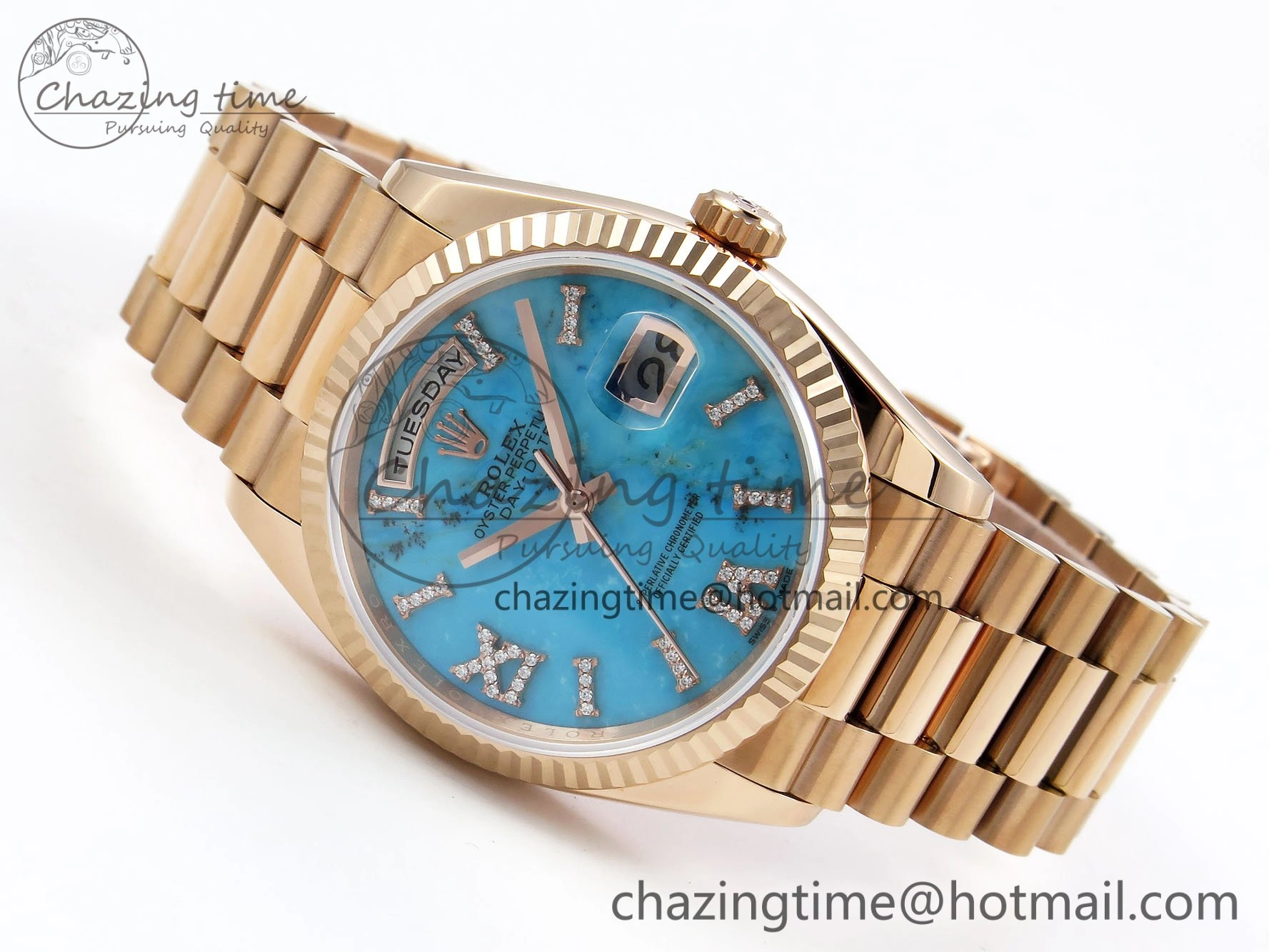 Day Date 36 RG RAF 1:1 Best Edition Tiffany Blue Stone Roman Dial on RG Bracelet A2836