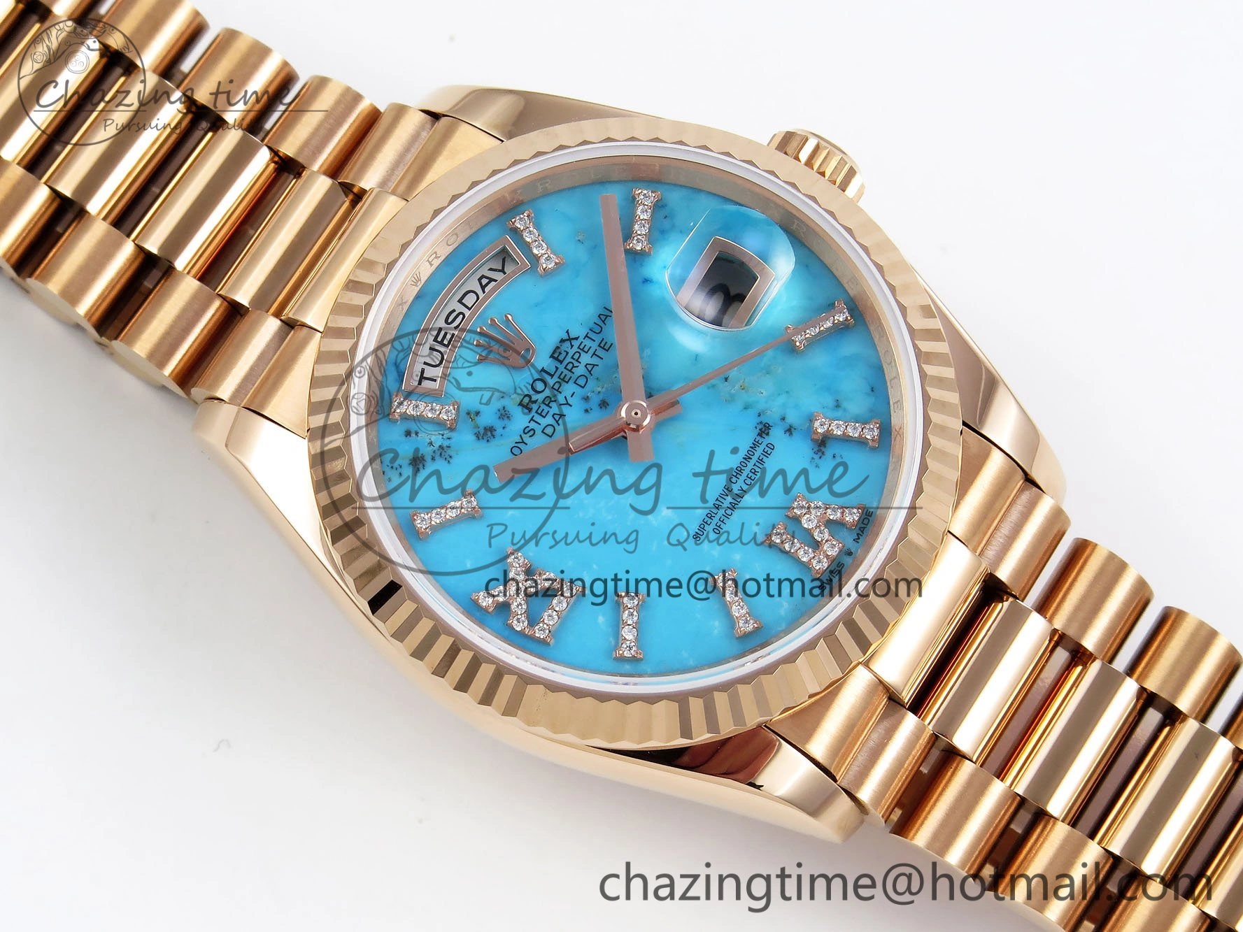 Day Date 36 RG RAF 1:1 Best Edition Tiffany Blue Stone Roman Dial on RG Bracelet A2836