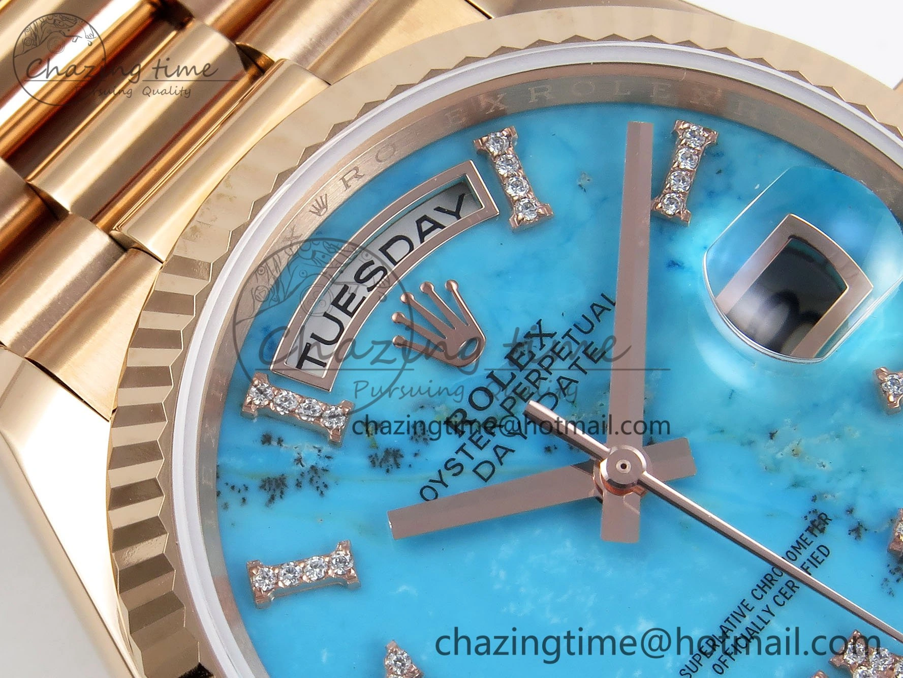 Day Date 36 RG RAF 1:1 Best Edition Tiffany Blue Stone Roman Dial on RG Bracelet A2836