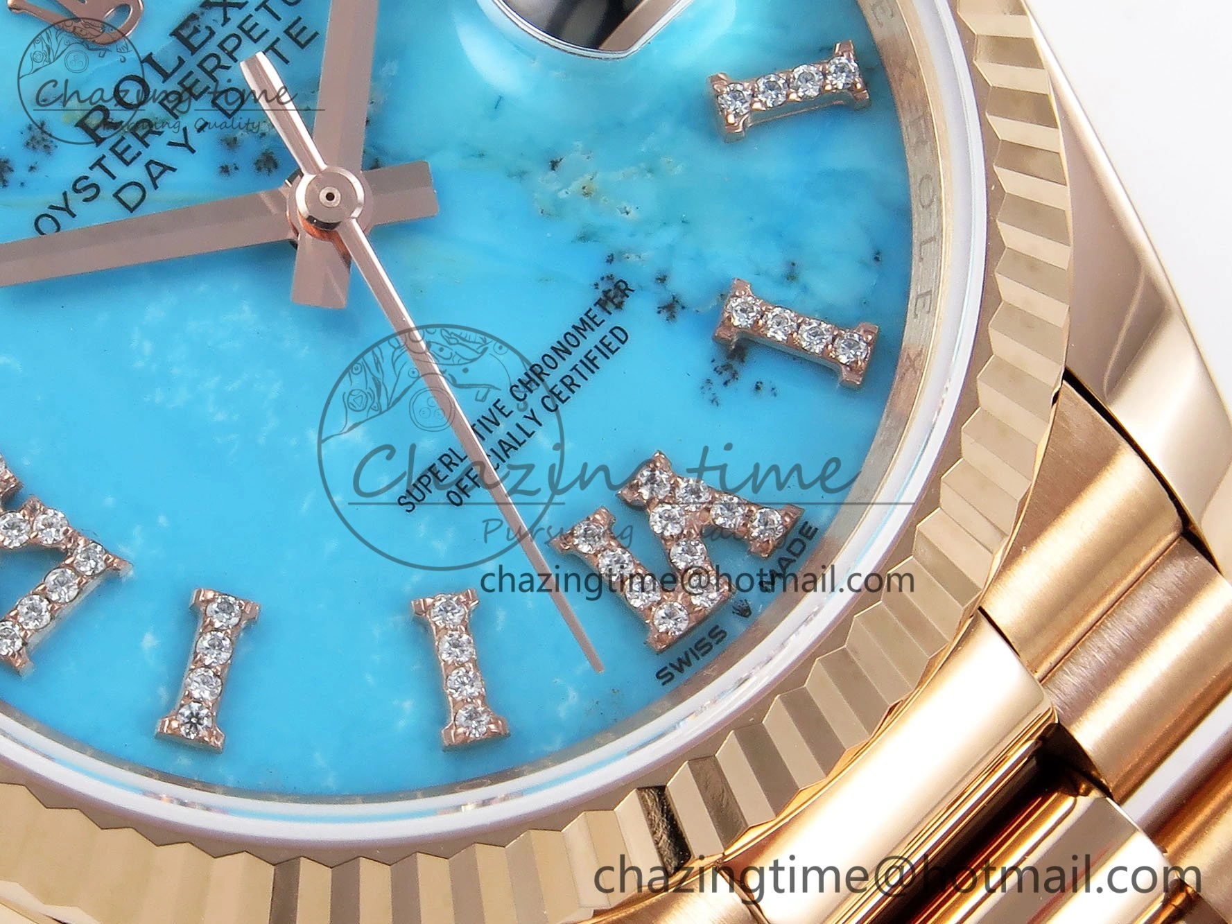 Day Date 36 RG RAF 1:1 Best Edition Tiffany Blue Stone Roman Dial on RG Bracelet A2836