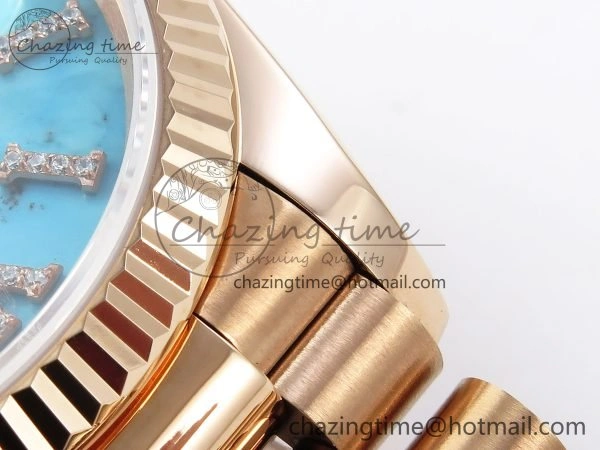 Day Date 36 RG RAF 1:1 Best Edition Tiffany Blue Stone Roman Dial on RG Bracelet A2836
