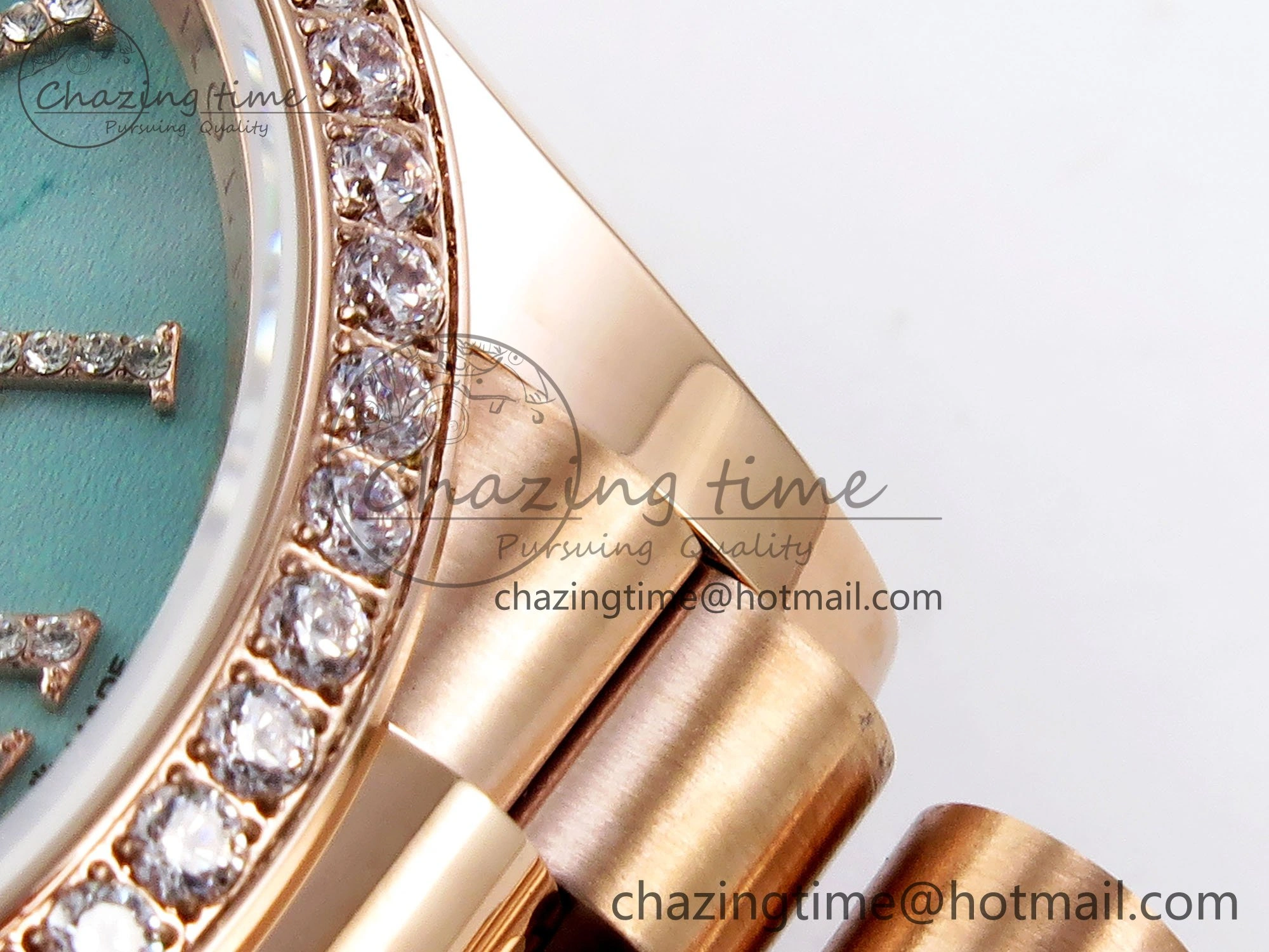 Day Date 36 RG TWSF Best Edition Blue Roman Diamonds Dial Diamonds Bezel on RG Bracelet A2836