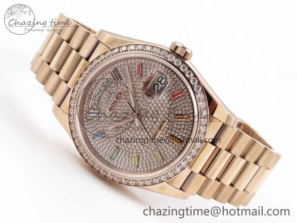 Day Date 36 RG TWSF Best Edition Diamonds Dial Diamonds Bezel on RG Bracelet A2836