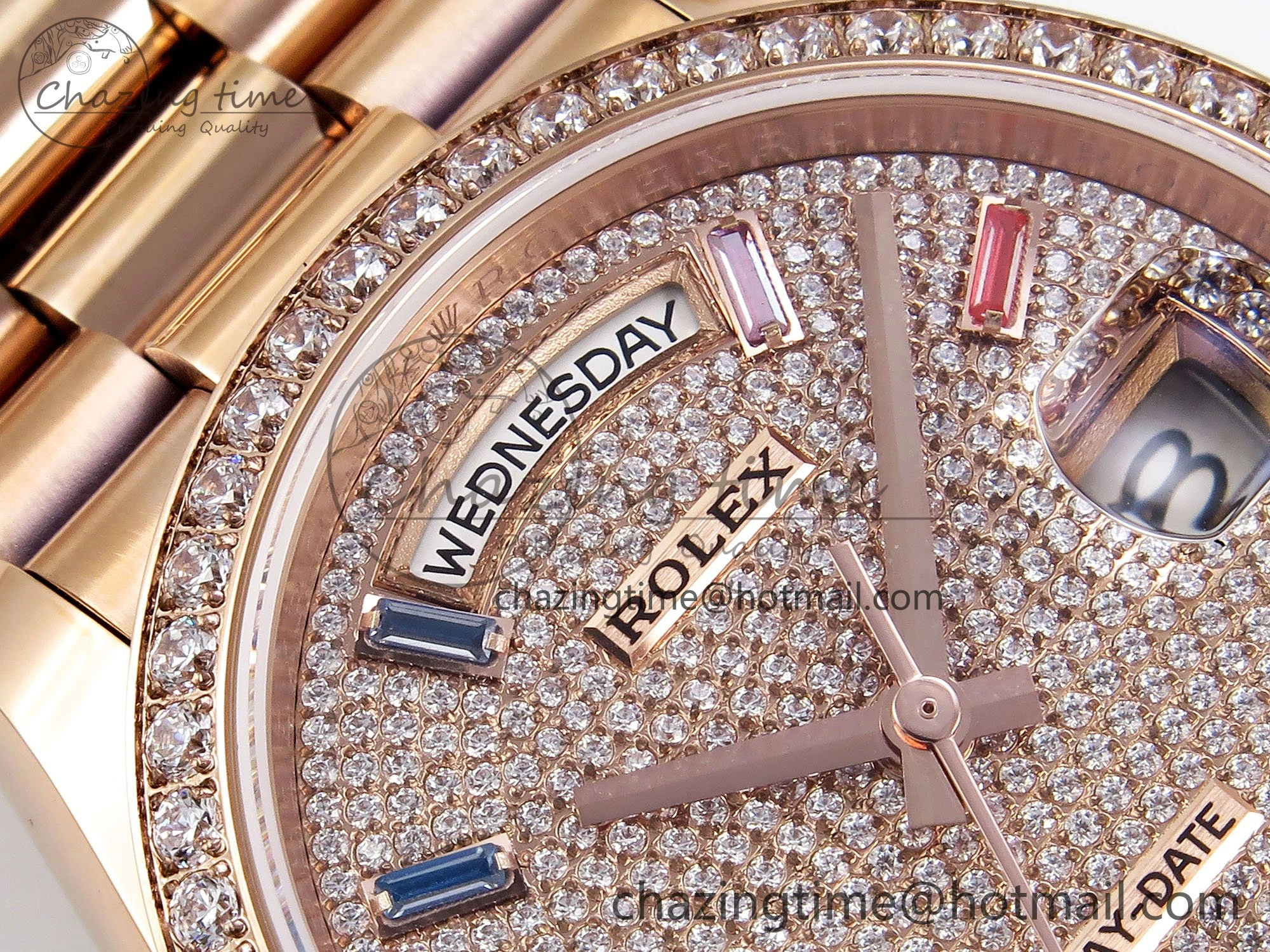 Day Date 36 RG TWSF Best Edition Diamonds Dial Diamonds Bezel on RG Bracelet A2836