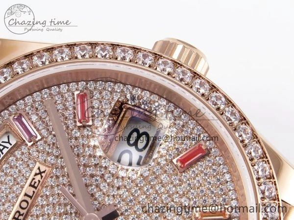 Day Date 36 RG TWSF Best Edition Diamonds Dial Diamonds Bezel on RG Bracelet A2836