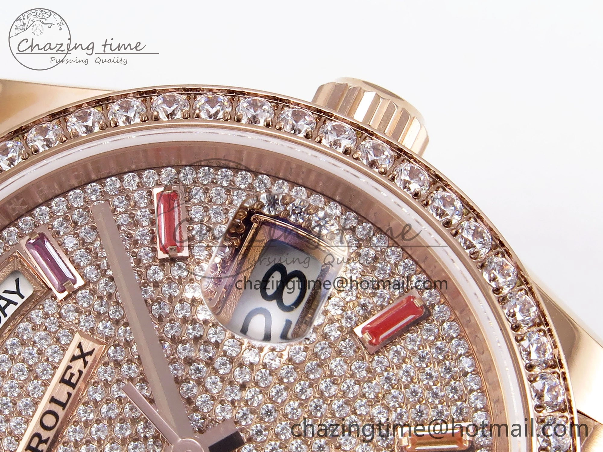 Day Date 36 RG TWSF Best Edition Diamonds Dial Diamonds Bezel on RG Bracelet A2836