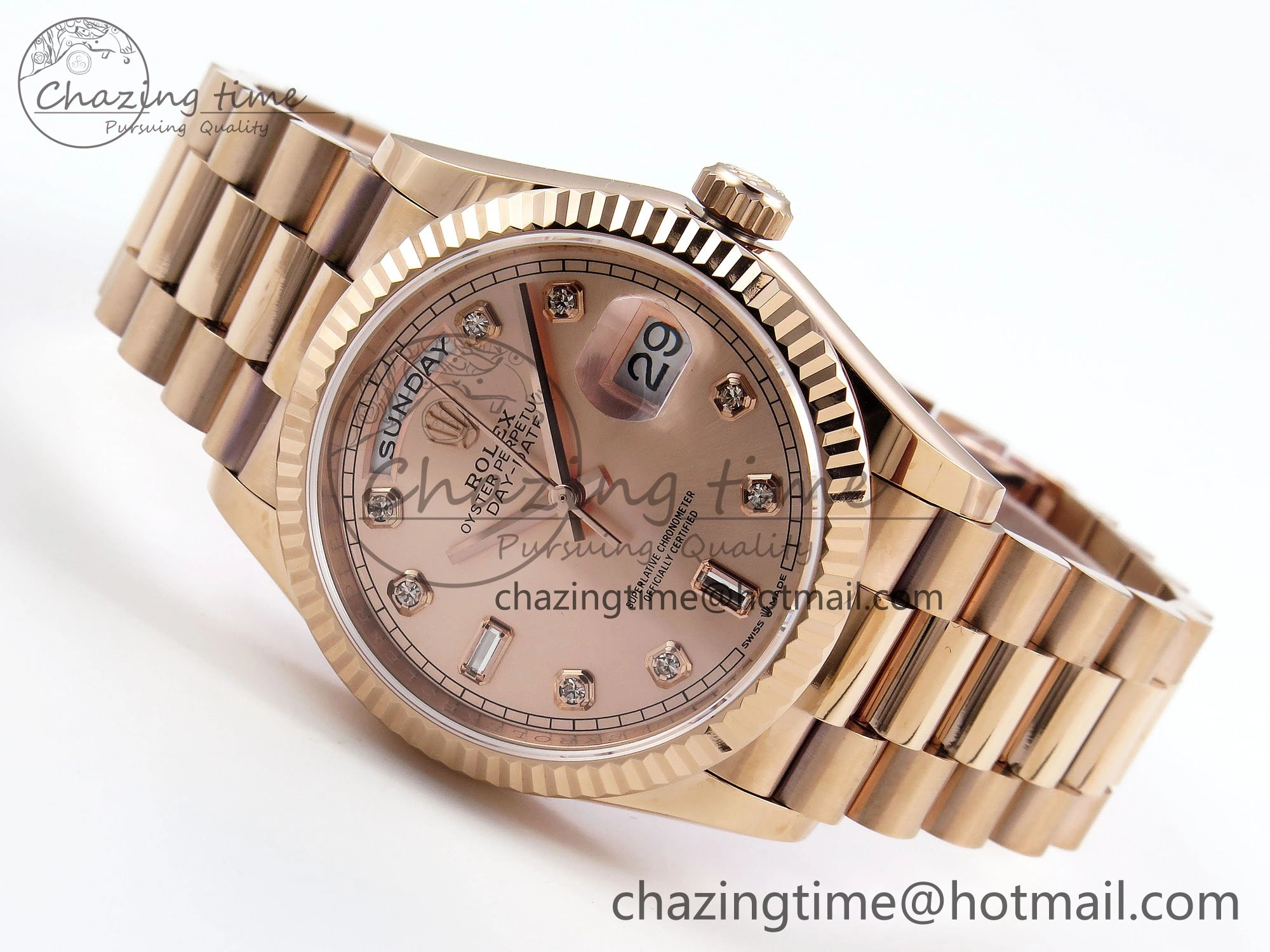 Day Date 36 RG TWSF Best Edition RG Diamonds Dial on RG Bracelet A2836
