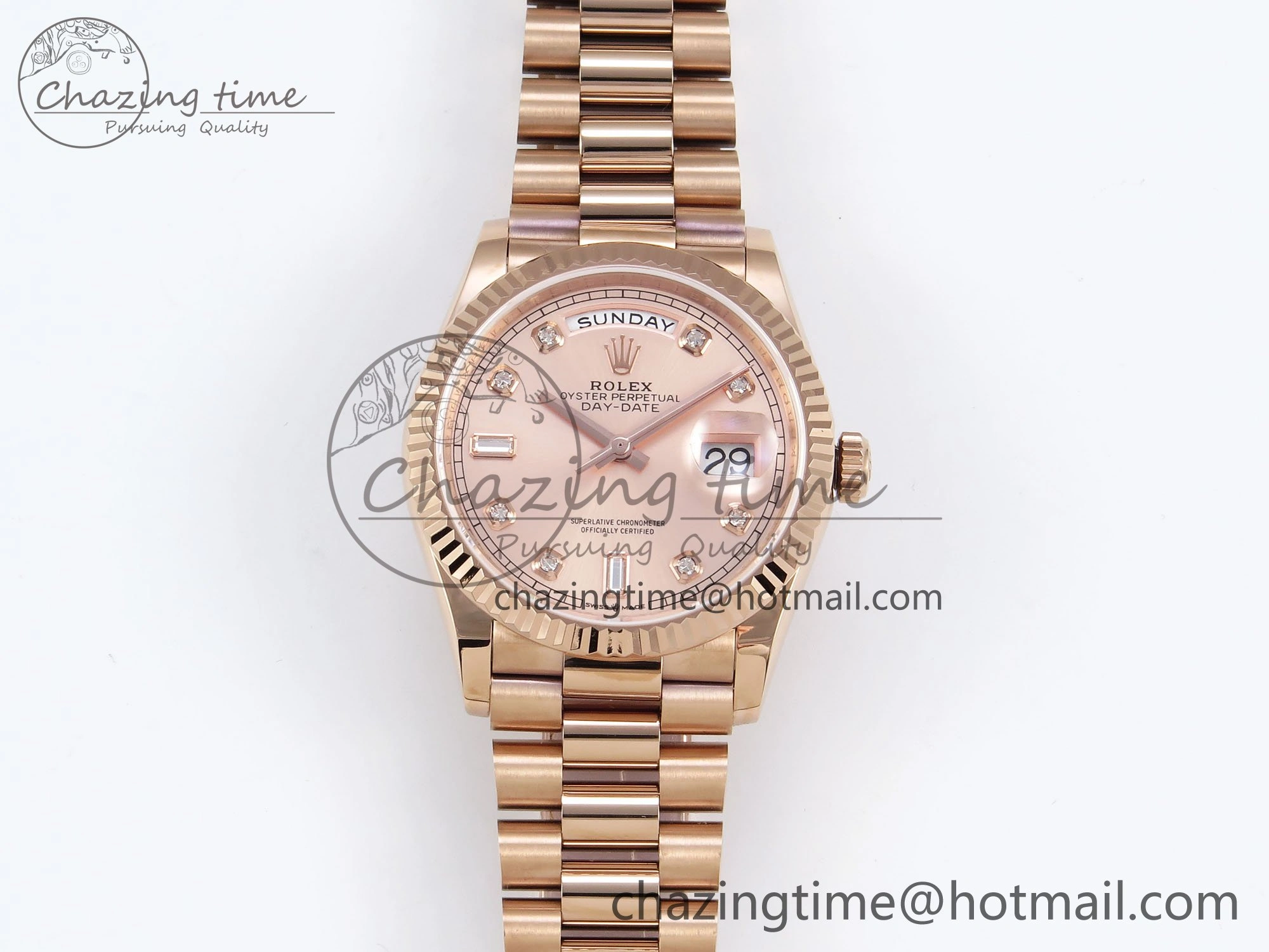 Day Date 36 RG TWSF Best Edition RG Diamonds Dial on RG Bracelet A2836