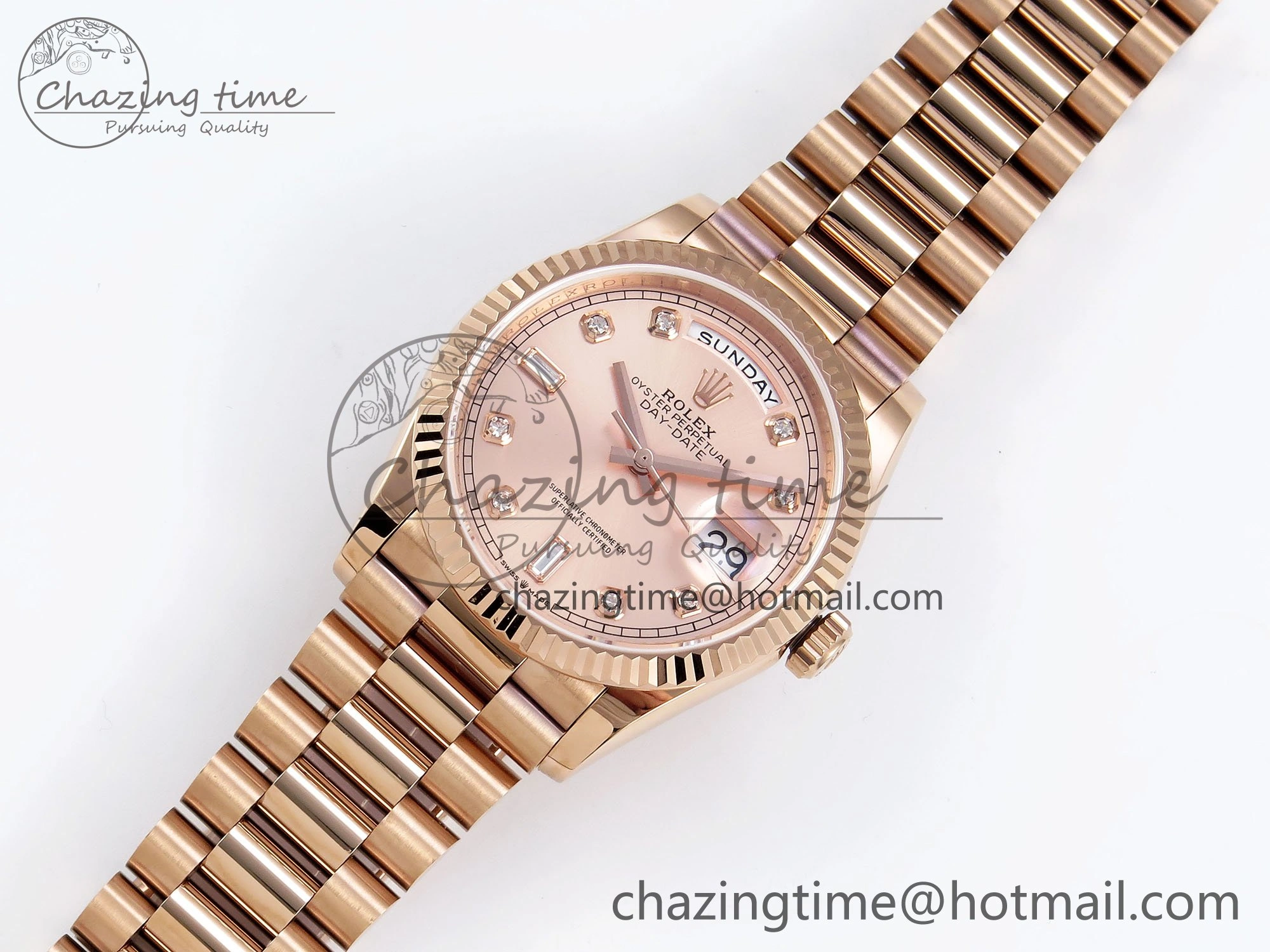 Day Date 36 RG TWSF Best Edition RG Diamonds Dial on RG Bracelet A2836