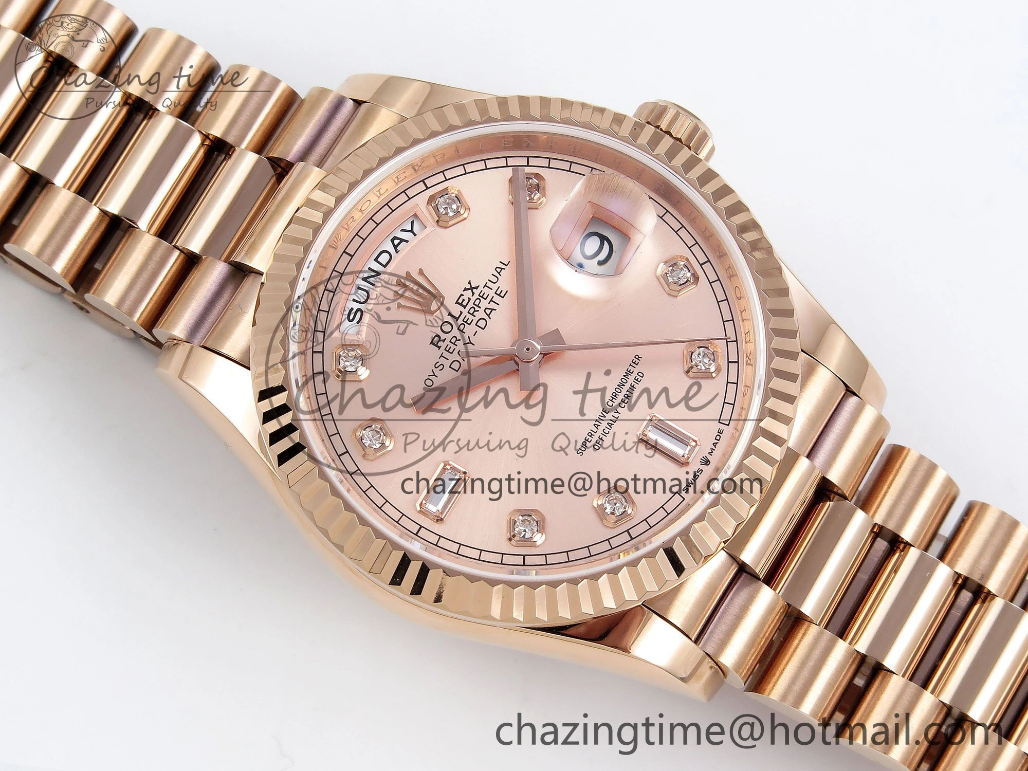 Day Date 36 RG TWSF Best Edition RG Diamonds Dial on RG Bracelet A2836
