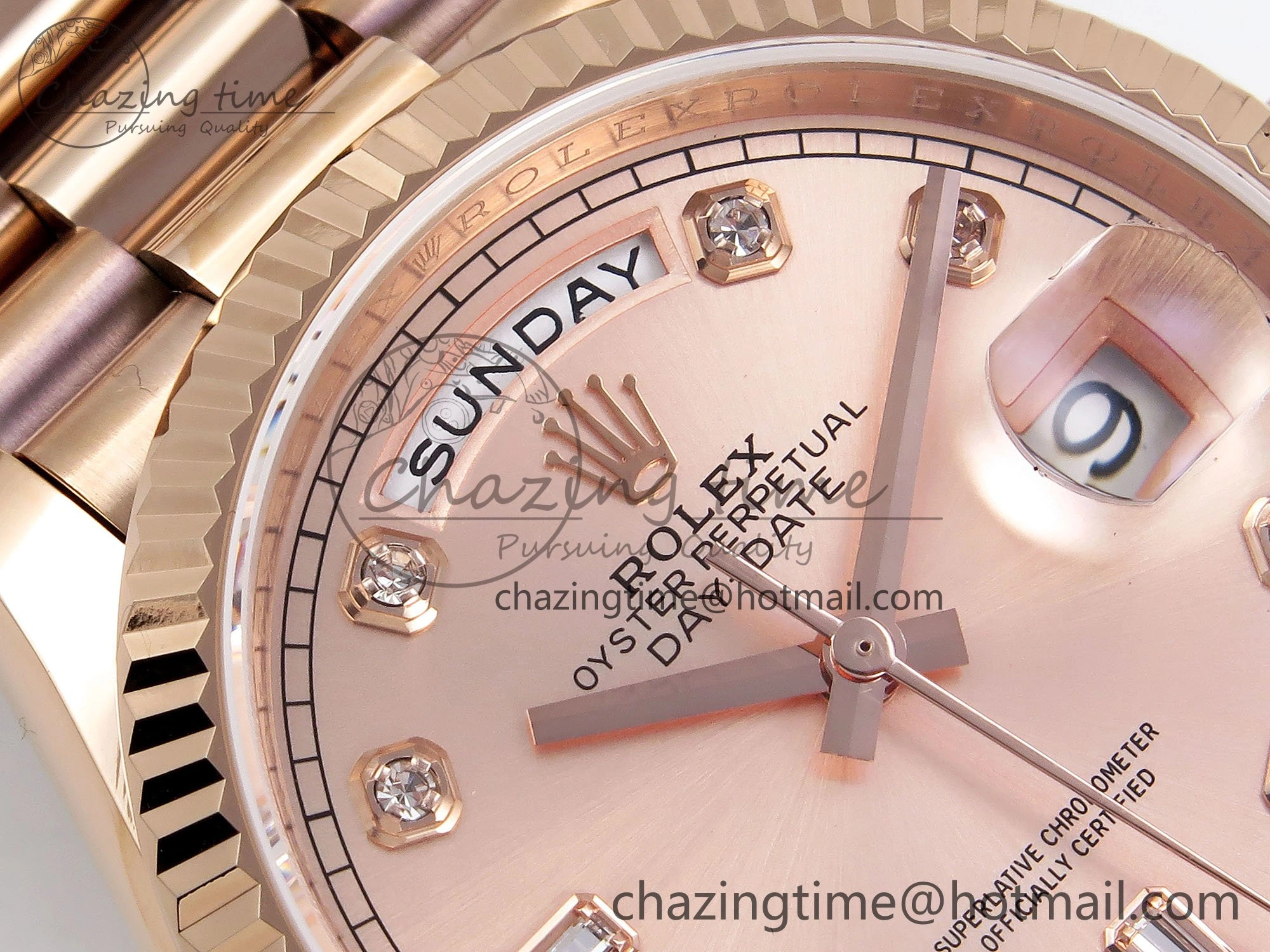 Day Date 36 RG TWSF Best Edition RG Diamonds Dial on RG Bracelet A2836