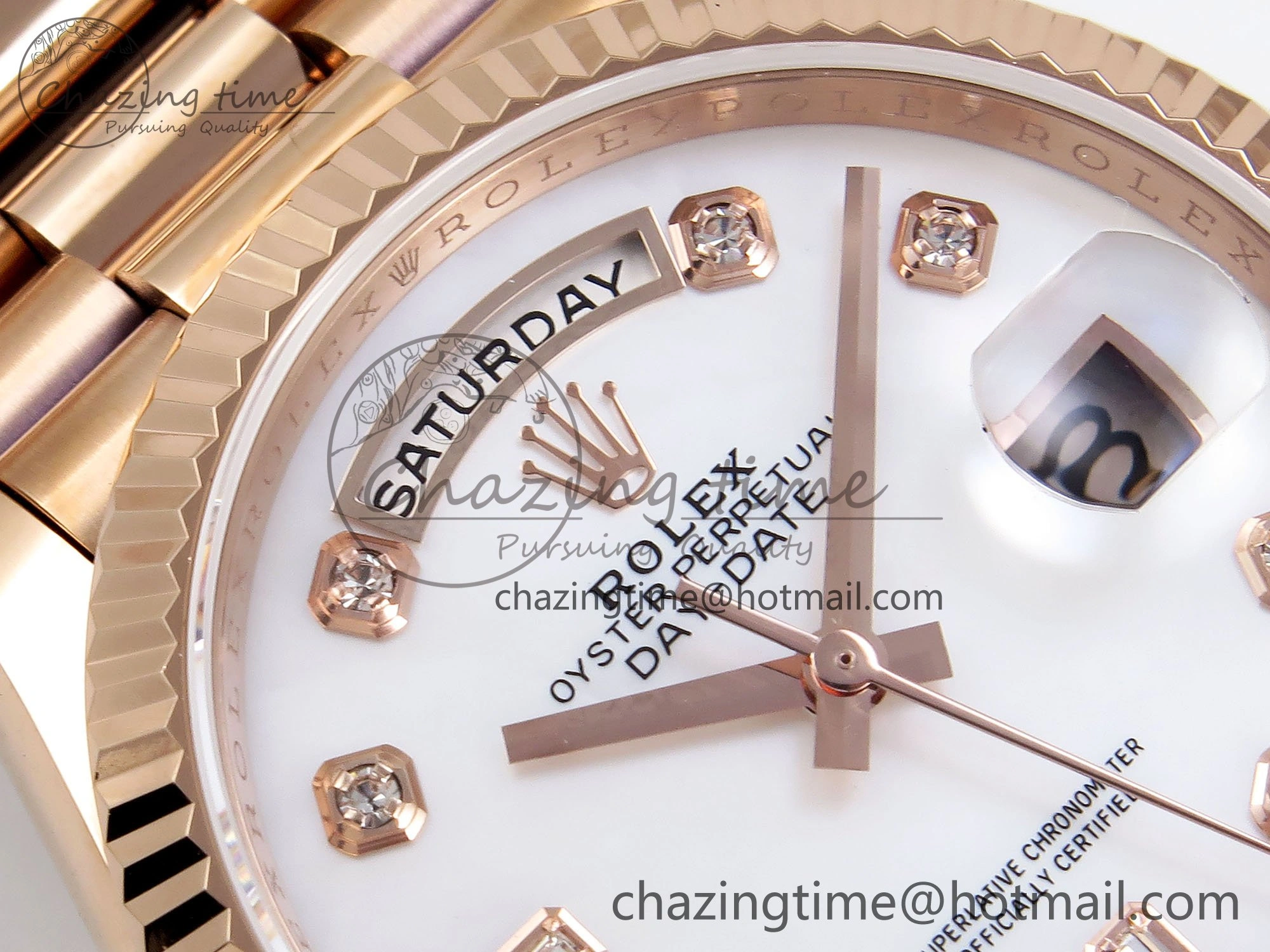 Day Date 36 RG TWSF Best Edition White Diamonds Dial on RG Bracelet A2836