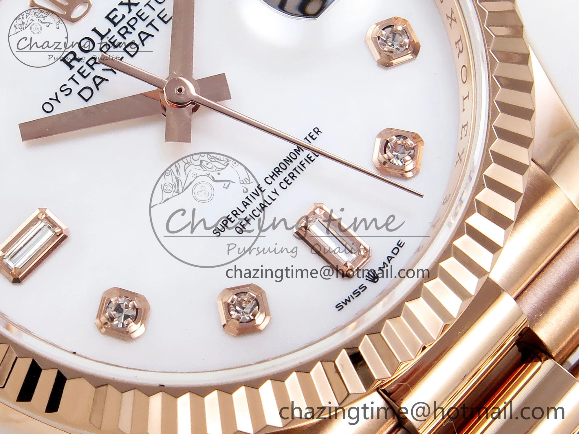 Day Date 36 RG TWSF Best Edition White Diamonds Dial on RG Bracelet A2836