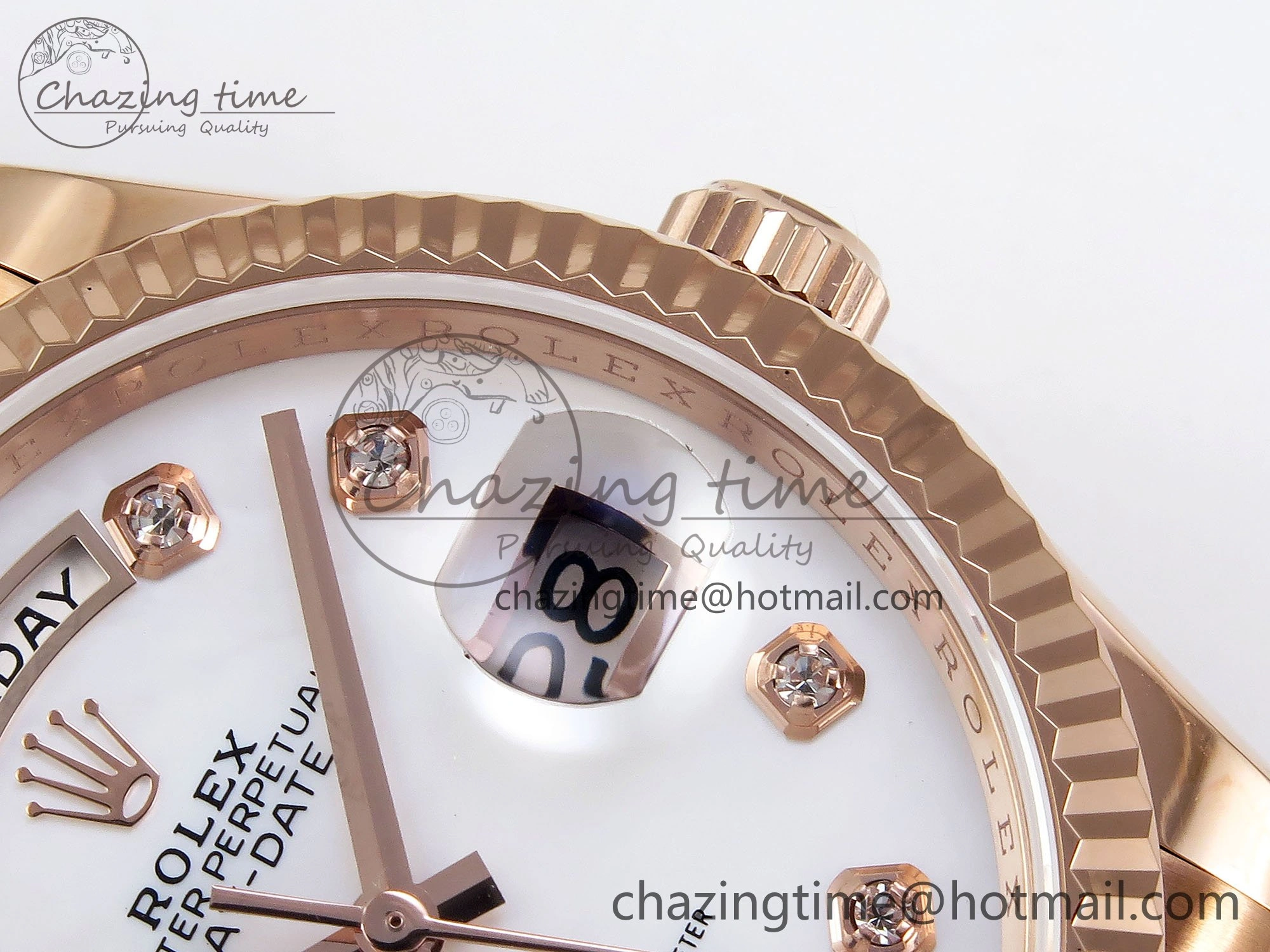 Day Date 36 RG TWSF Best Edition White Diamonds Dial on RG Bracelet A2836