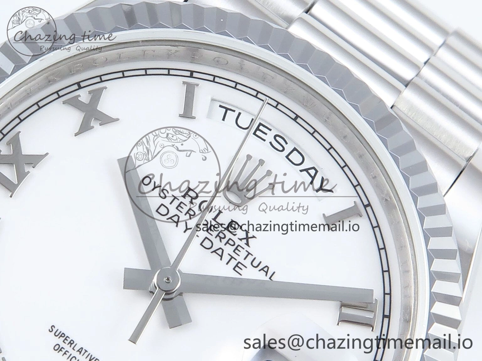 Day Date 36 SS 128236 KF 1:1 Best Edition White Roman Dial on President Bracelet A2836 (Gain Weight)