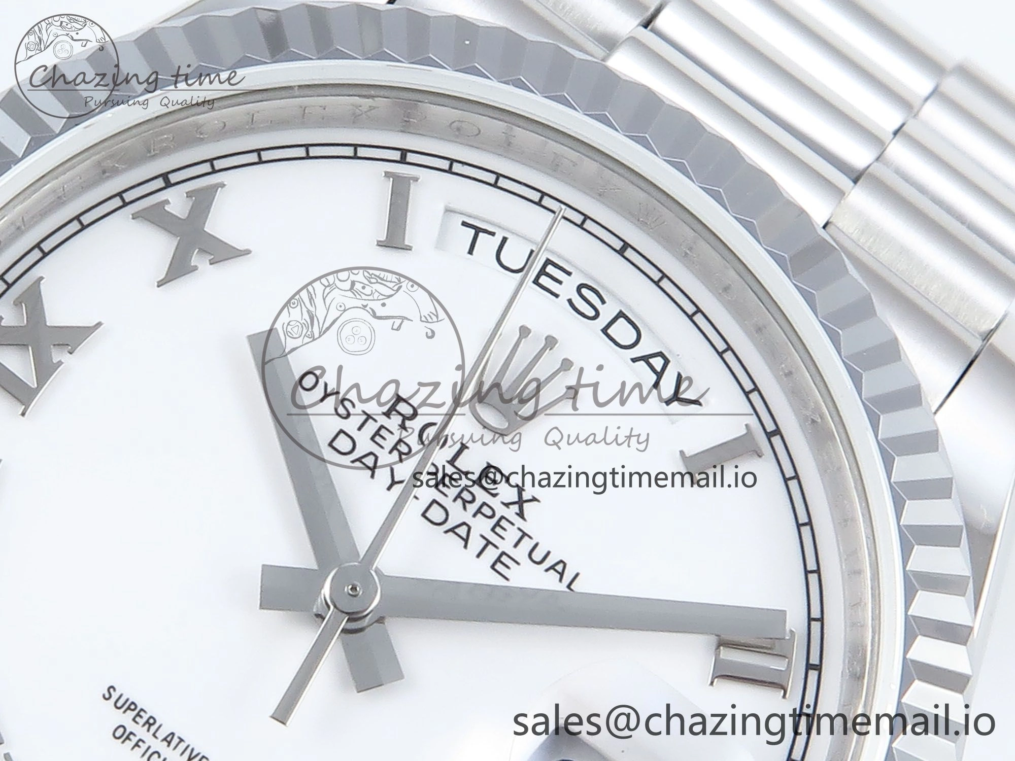 Day Date 36 SS 128236 KF 1:1 Best Edition White Roman Dial on President Bracelet A2836 (Gain Weight)