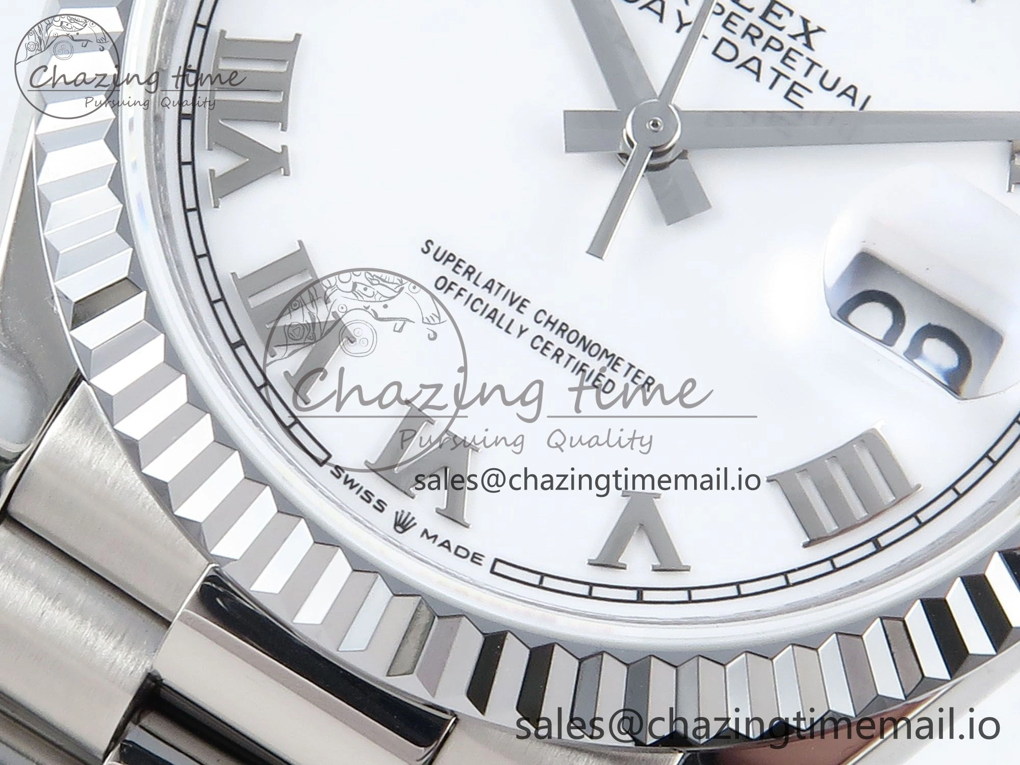 Day Date 36 SS 128236 KF 1:1 Best Edition White Roman Dial on President Bracelet A2836 (Gain Weight)