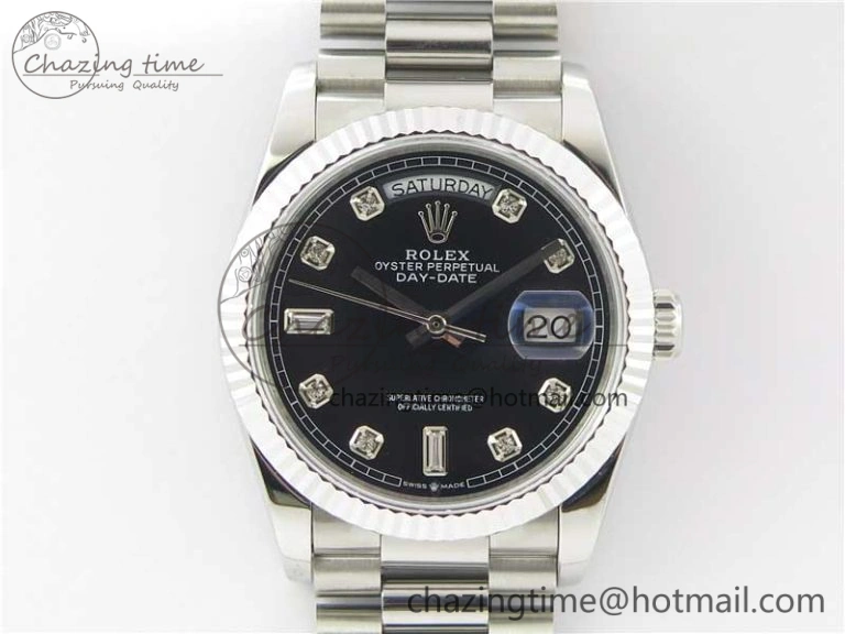 Day-Date 36 SS 128239 Bp Maker Best Edition Black Dial Crystral Markers on President Bracelet