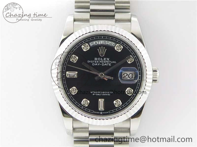 Day-Date 36 SS 128239 Bp Maker Best Edition Black Dial Crystral Markers on President Bracelet