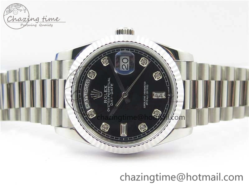 Day-Date 36 SS 128239 Bp Maker Best Edition Black Dial Crystral Markers on President Bracelet