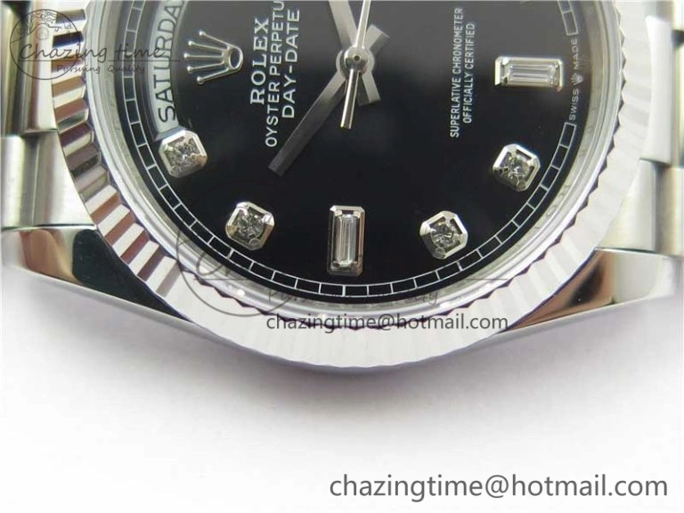 Day-Date 36 SS 128239 Bp Maker Best Edition Black Dial Crystral Markers on President Bracelet