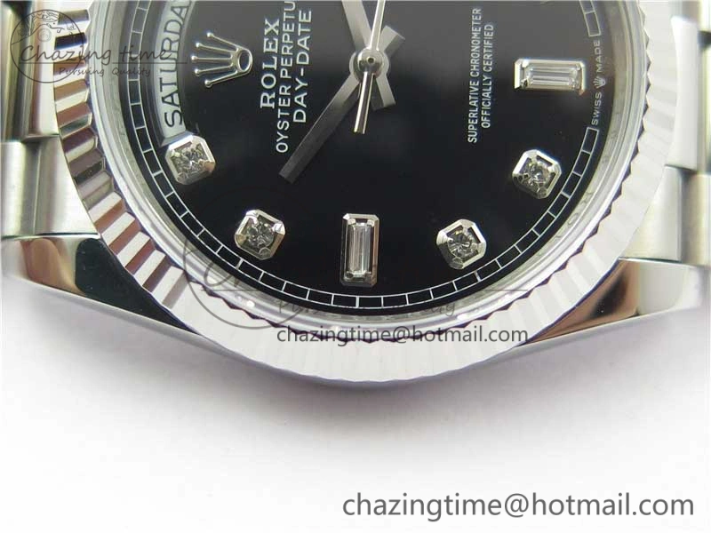 Day-Date 36 SS 128239 Bp Maker Best Edition Black Dial Crystral Markers on President Bracelet
