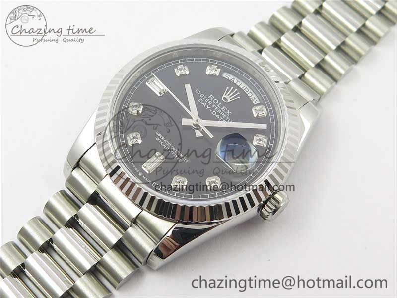 Day-Date 36 SS 128239 Bp Maker Best Edition Black Dial Crystral Markers on President Bracelet