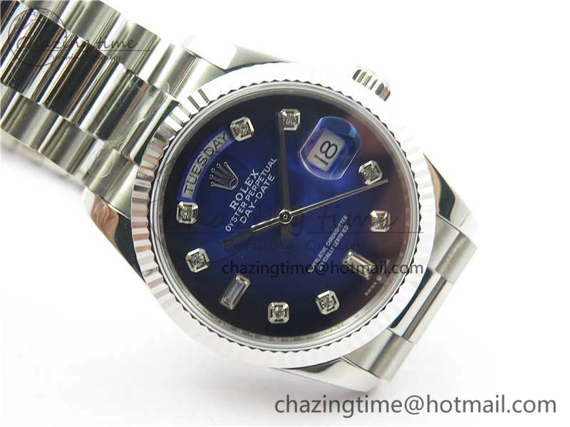 Day-Date 36 SS 128239 Bp Maker Best Edition Blue Dial Crystral Markers on President Bracelet