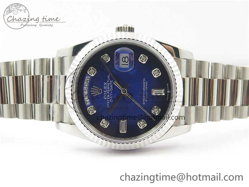 Day-Date 36 SS 128239 Bp Maker Best Edition Blue Dial Crystral Markers on President Bracelet