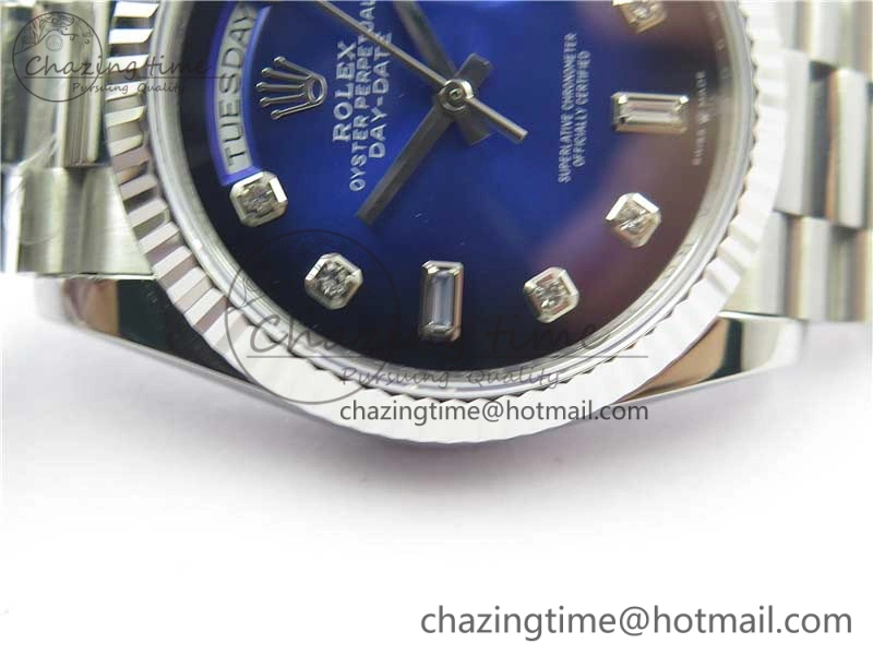 Day-Date 36 SS 128239 Bp Maker Best Edition Blue Dial Crystral Markers on President Bracelet