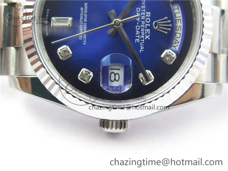 Day-Date 36 SS 128239 Bp Maker Best Edition Blue Dial Crystral Markers on President Bracelet