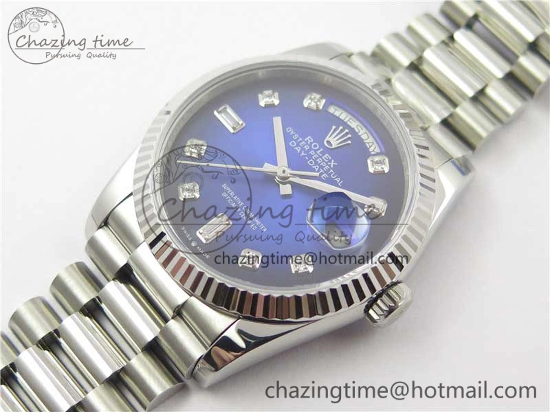 Day-Date 36 SS 128239 Bp Maker Best Edition Blue Dial Crystral Markers on President Bracelet
