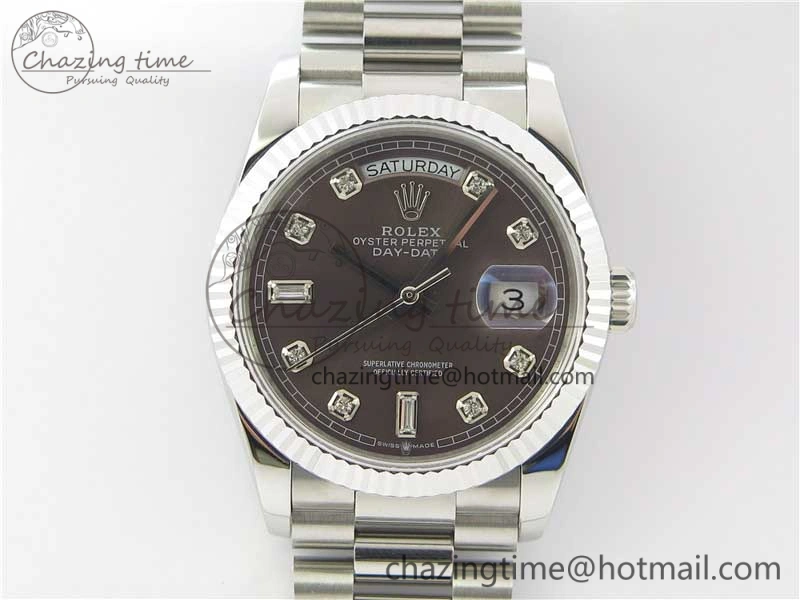 Day-Date 36 SS 128239 Bp Maker Best Edition Brown Dial Crystral Markers on President Bracelet