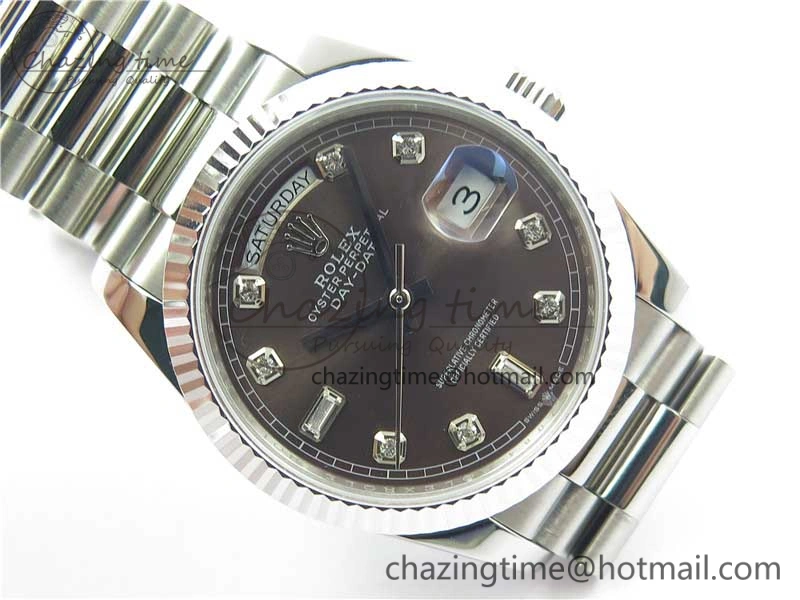 Day-Date 36 SS 128239 Bp Maker Best Edition Brown Dial Crystral Markers on President Bracelet