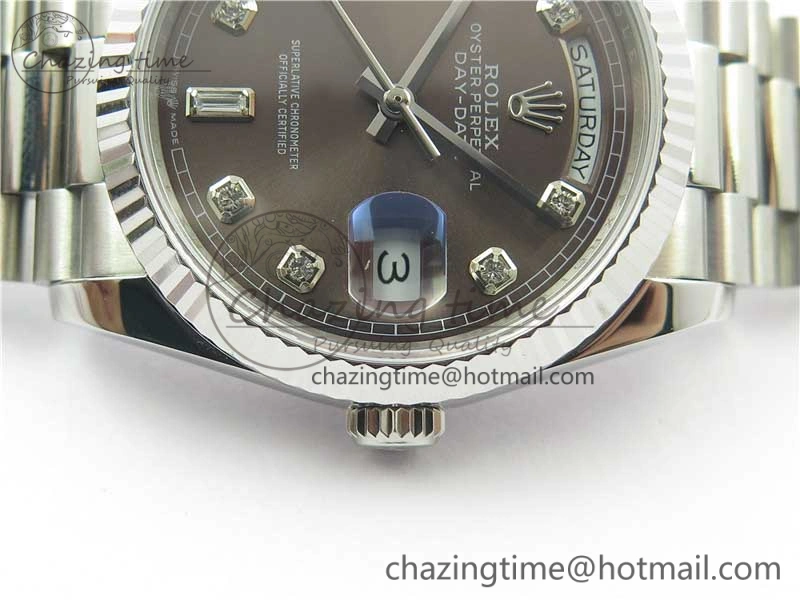 Day-Date 36 SS 128239 Bp Maker Best Edition Brown Dial Crystral Markers on President Bracelet