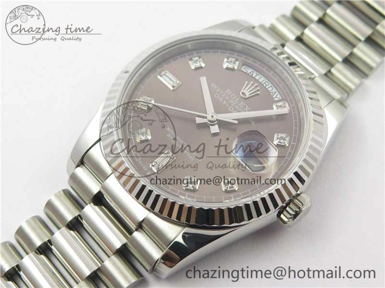 Day-Date 36 SS 128239 Bp Maker Best Edition Brown Dial Crystral Markers on President Bracelet