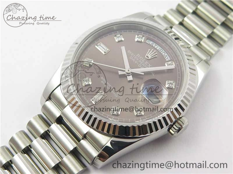 Day-Date 36 SS 128239 Bp Maker Best Edition Brown Dial Crystral Markers on President Bracelet