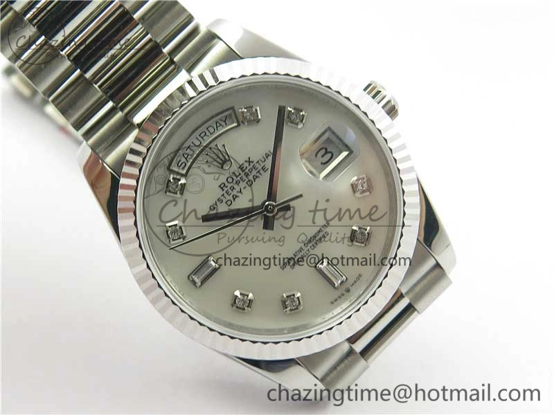 Day-Date 36 SS 128239 Bp Maker Best Edition White MOP Dial Crystral Markers on President Bracelet
