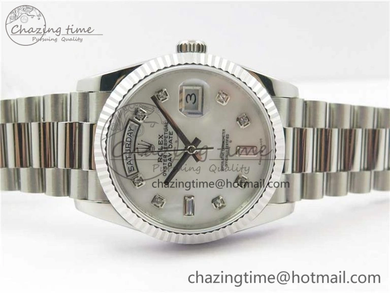 Day-Date 36 SS 128239 Bp Maker Best Edition White MOP Dial Crystral Markers on President Bracelet