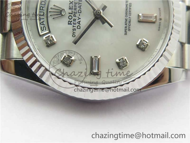 Day-Date 36 SS 128239 Bp Maker Best Edition White MOP Dial Crystral Markers on President Bracelet