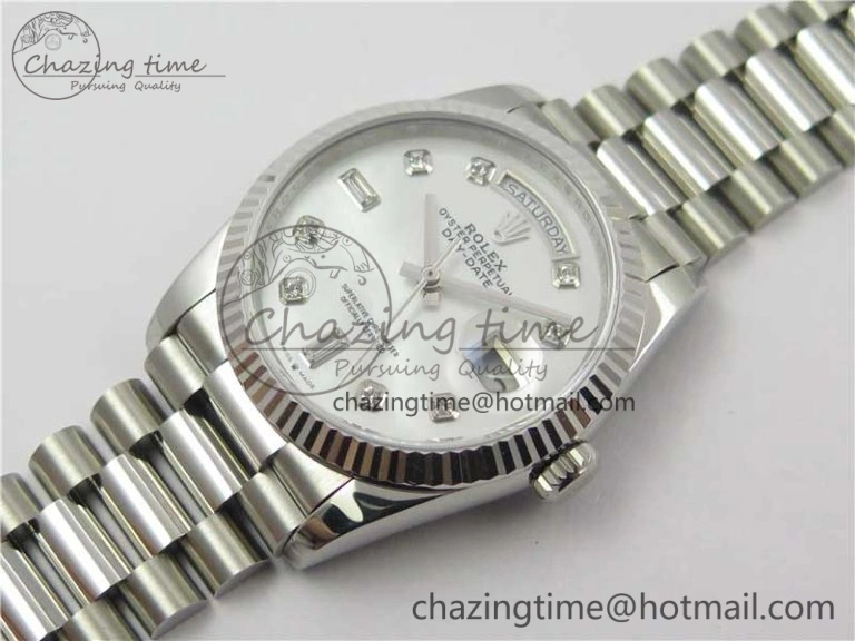 Day-Date 36 SS 128239 Bp Maker Best Edition White MOP Dial Crystral Markers on President Bracelet