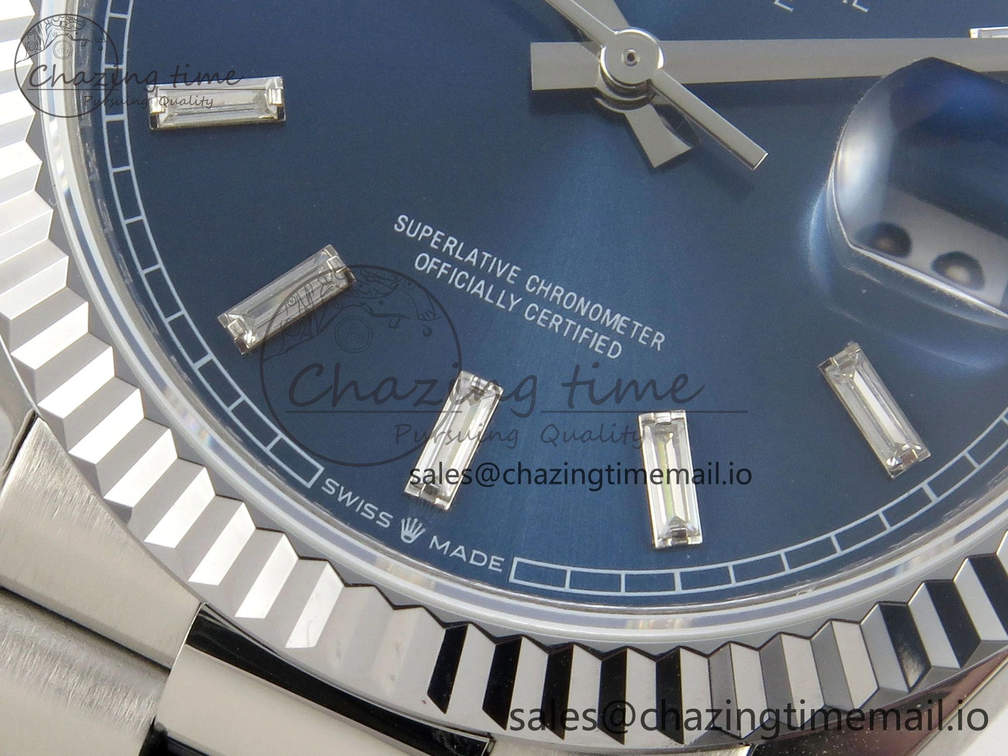 Day Date 36 SS 128239 KF 1:1 Best Edition Blue Crystal Dial on President Bracelet A2836 (Gain Weight)