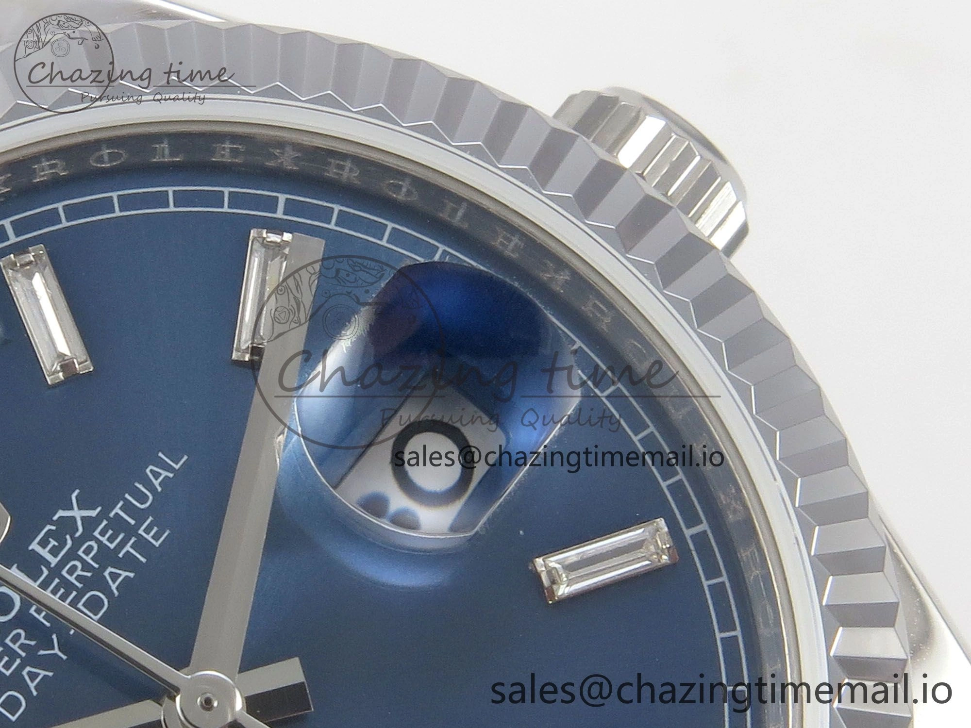 Day Date 36 SS 128239 KF 1:1 Best Edition Blue Crystal Dial on President Bracelet A2836 (Gain Weight)