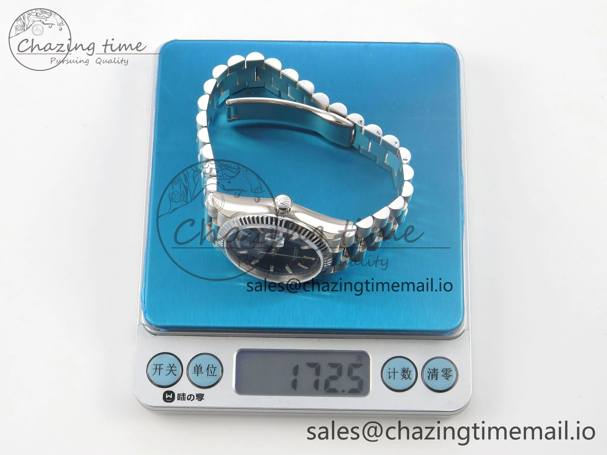 Day Date 36 SS 128239 KF 1:1 Best Edition Blue Crystal Dial on President Bracelet A2836 (Gain Weight)
