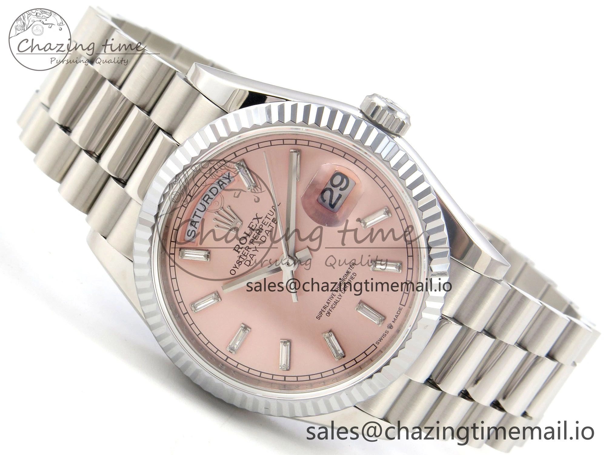 Day Date 36 SS 128239 KF 1:1 Best Edition RG Crystal Dial on President Bracelet A2836 (Gain Weight)