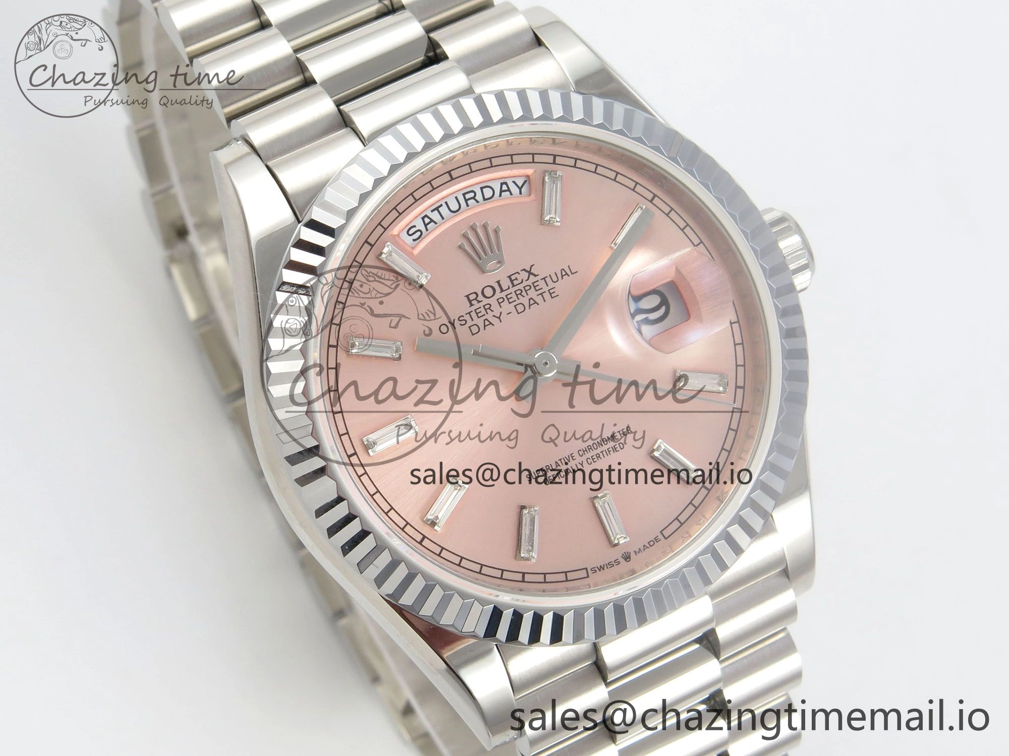 Day Date 36 SS 128239 KF 1:1 Best Edition RG Crystal Dial on President Bracelet A2836 (Gain Weight)