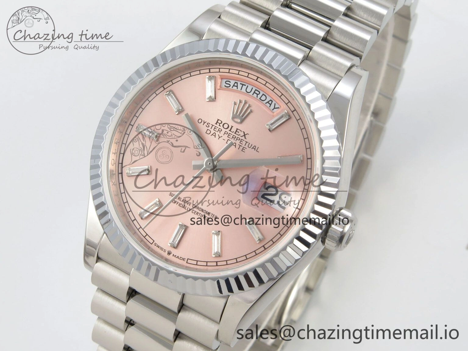 Day Date 36 SS 128239 KF 1:1 Best Edition RG Crystal Dial on President Bracelet A2836 (Gain Weight)