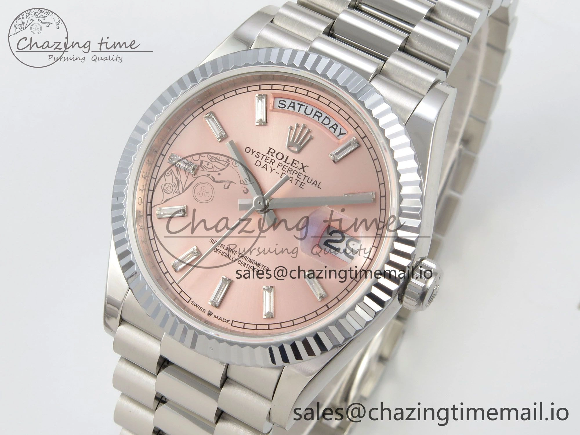 Day Date 36 SS 128239 KF 1:1 Best Edition RG Crystal Dial on President Bracelet A2836 (Gain Weight)