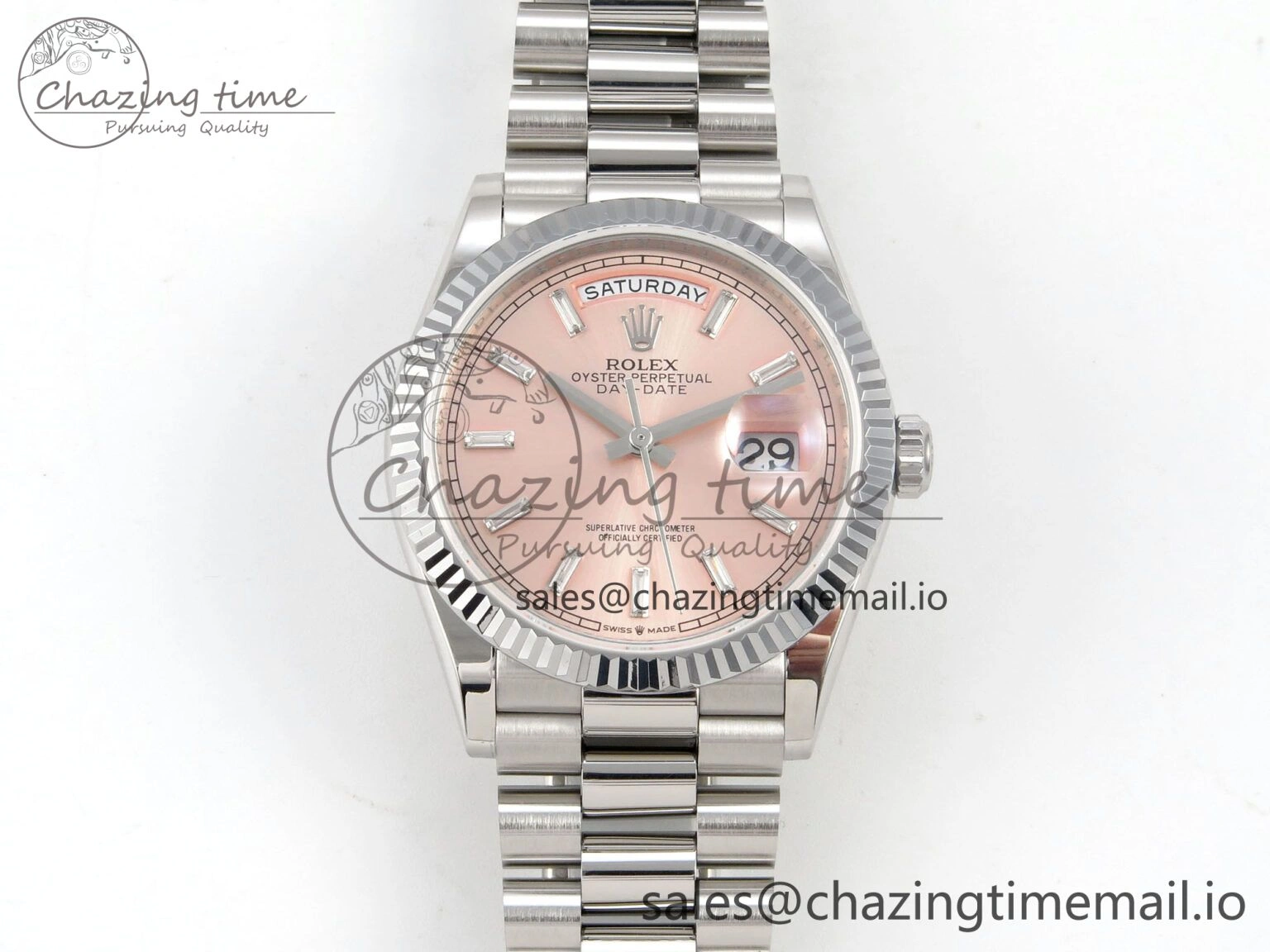 Day Date 36 SS 128239 KF 1:1 Best Edition RG Crystal Dial on President Bracelet A2836 (Gain Weight)